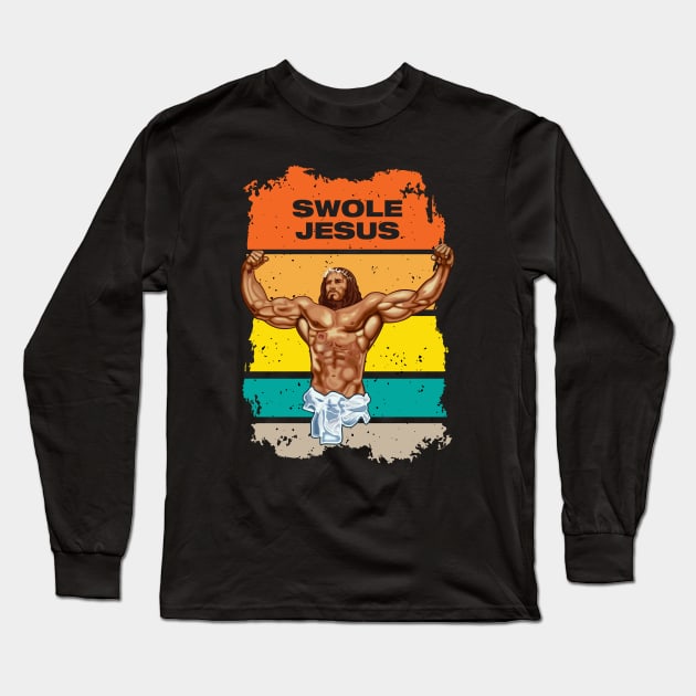 Hallowed be thy gains - Swole Jesus - Jesus is your homie so remember to pray to become swole af! Long Sleeve T-Shirt by Crazy Collective